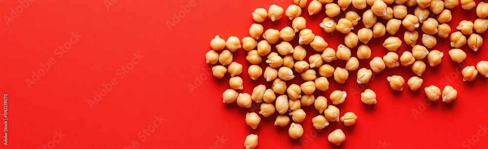 Chickpeas, red background, isolated image Chickpeas, red background, isolated image