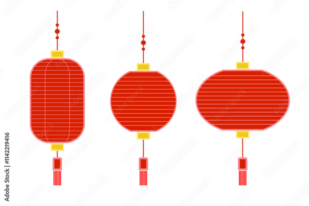 chinese lantern or lamp style for chinese new year red color on isolated on white background, vector illustration design element no people. chinese lantern or lamp style for chinese new year red color on isolated on white background, vector illustration design element no people.