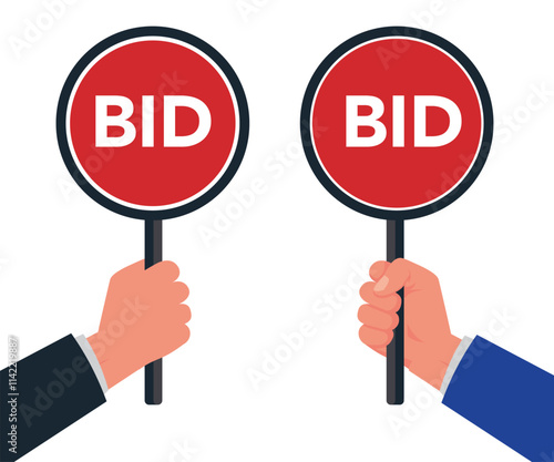 Hand hold paddle with BID_stock illustration