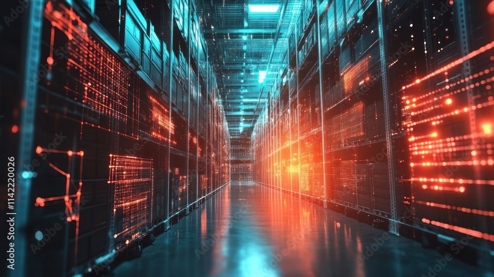 A Futuristic Server Room with Glowing Lights A Futuristic Server Room with Glowing Lights