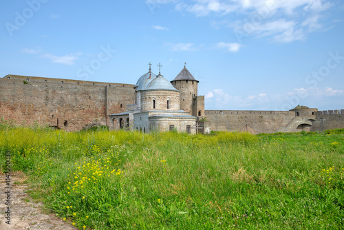 A summer day on the territory of the medieval Ivangorod fortress. Leningrad region, Russia photo