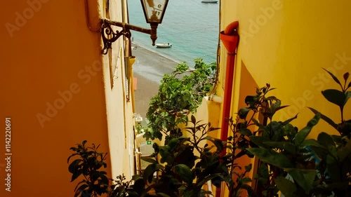 Establishing shot of Positano, Campania, Italy, one the jewels of the Amalfi coast