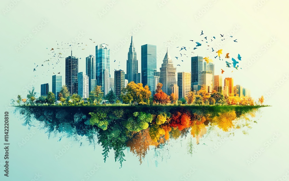 Obraz premium A powerful representation of the new generation shaping the world, with vibrant cities, renewable energy, and diverse people working together for change