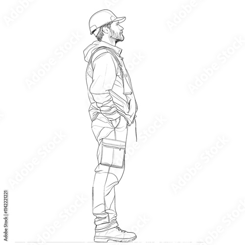 Wallpaper Mural Side profile sketch of a man in workwear. Torontodigital.ca
