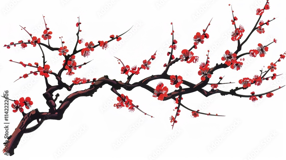 Fototapeta premium The Captivating White Background Cherry Blossom Tree: A Vision of Delicate Beauty and Springtime Splendor.