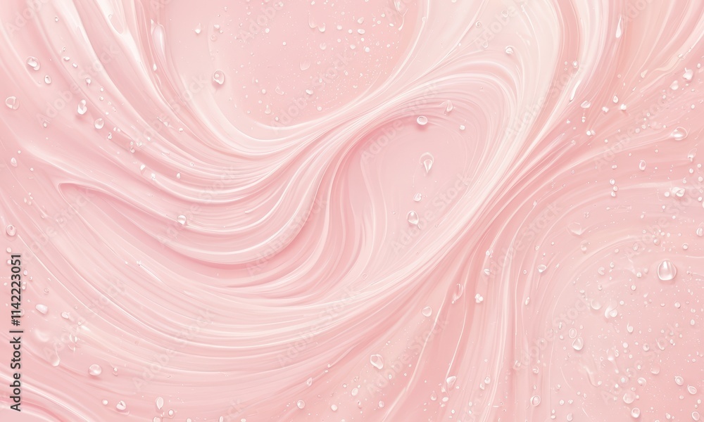 Abstract Swirls of Pink Gel: A mesmerizing abstract background featuring delicate swirls of translucent pink gel with subtle water droplets, evoking a sense of freshness, purity, and tranquility. Abstract Swirls of Pink Gel: A mesmerizing abstract background featuring delicate swirls of translucent pink gel with subtle water droplets, evoking a sense of freshness, purity, and tranquility.
