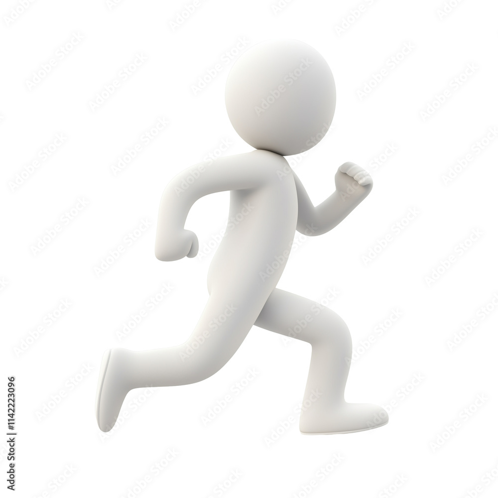 3D icon of white running figure isolated on transparent background 3D icon of white running figure isolated on transparent background