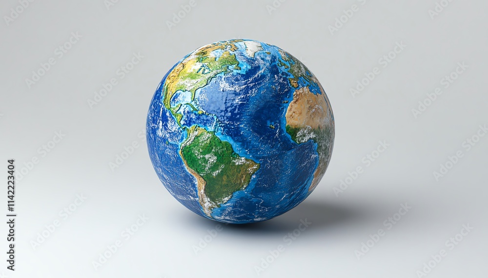 Blue Earth globe isolated on a white background, with the USA highlighted in vibrant colors, emphasizing its geographical location Blue Earth globe isolated on a white background, with the USA highlighted in vibrant colors, emphasizing its geographical location