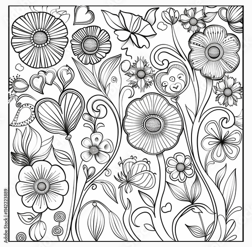 Adult colouring book page	
