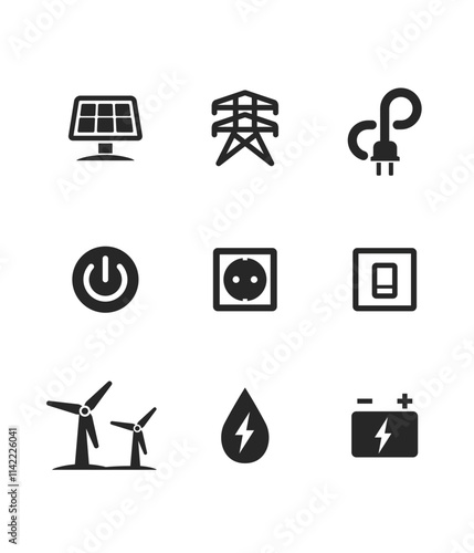 Electricity icon set stock illustration