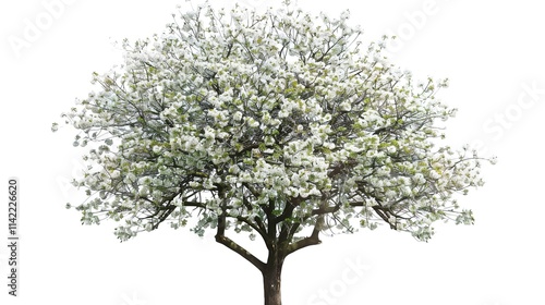  The Captivating White Background Cherry Blossom Tree: A Vision of Delicate Beauty and Springtime Splendor.