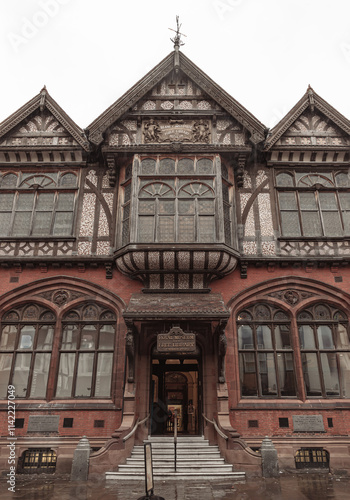 Obraz na płótnie The facade of Royal Museum and Free Library (founded 1858) in Canterbury. Kent, UK. Space for text, Selective focus. w salonie