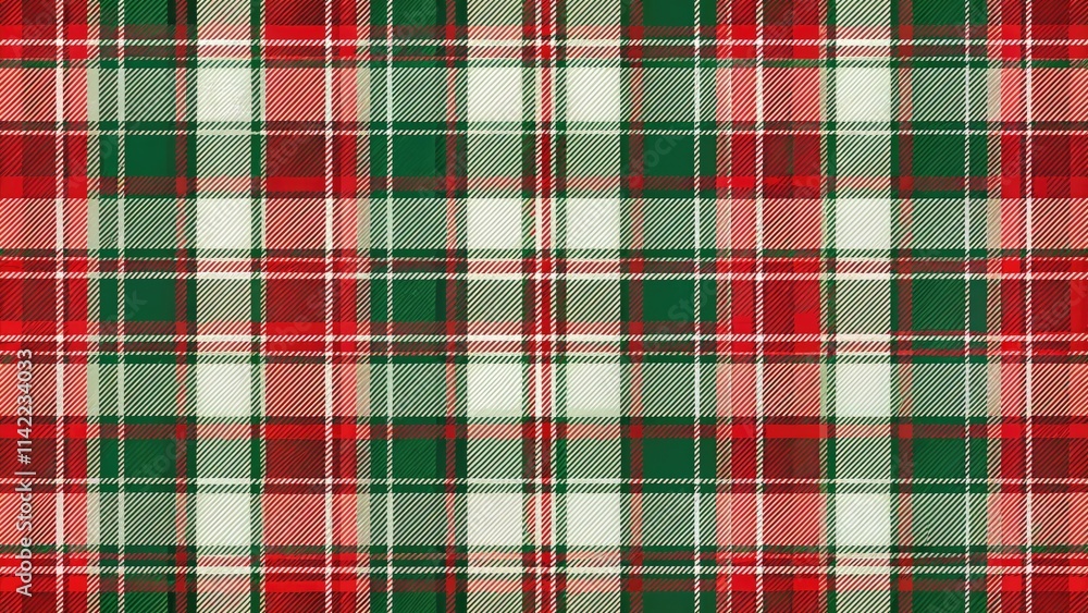 Obraz premium Minimalist red, green, white tartan plaid: a high-resolution, seamless stock photo background.