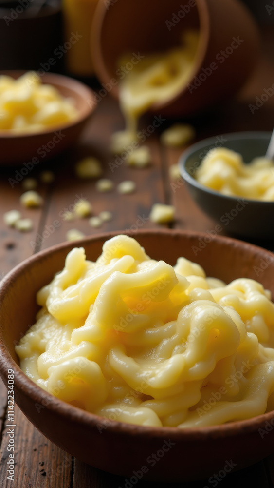 Macaroni and cheese with a golden brown crust. Macaroni and cheese with a golden brown crust.