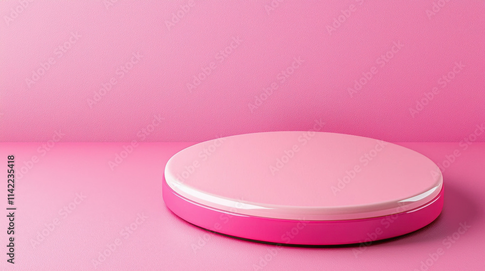 Elegant pink pedestal with soft curves, perfect for showcasing products Elegant pink pedestal with soft curves, perfect for showcasing products
