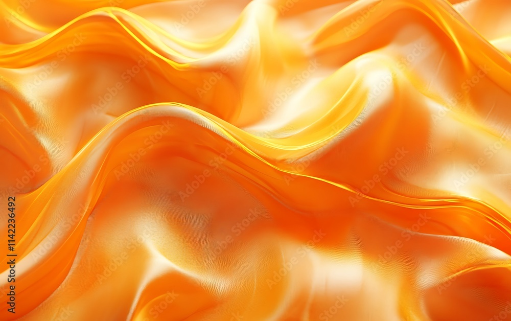 Fototapeta premium Abstract flowing orange fabric waves texture background.