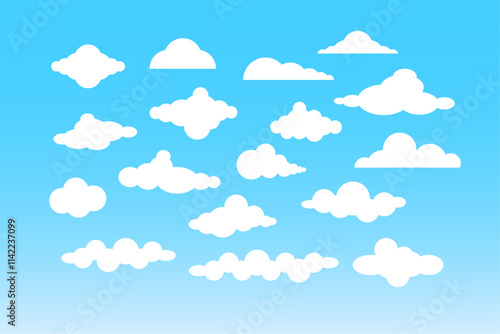 white clouds vector blue background