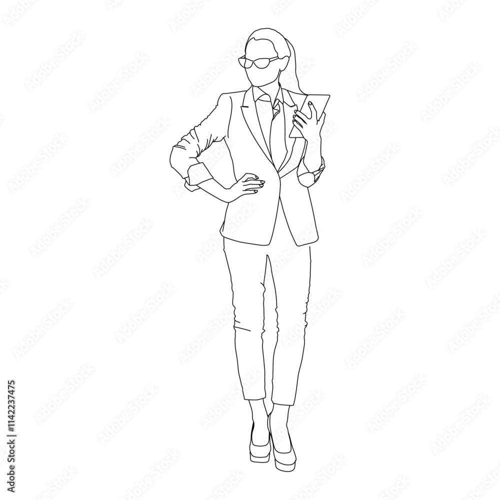 Business woman Line Art vector design. Business woman outline illustration design. Business woman Line Art vector design. Business woman outline illustration design.