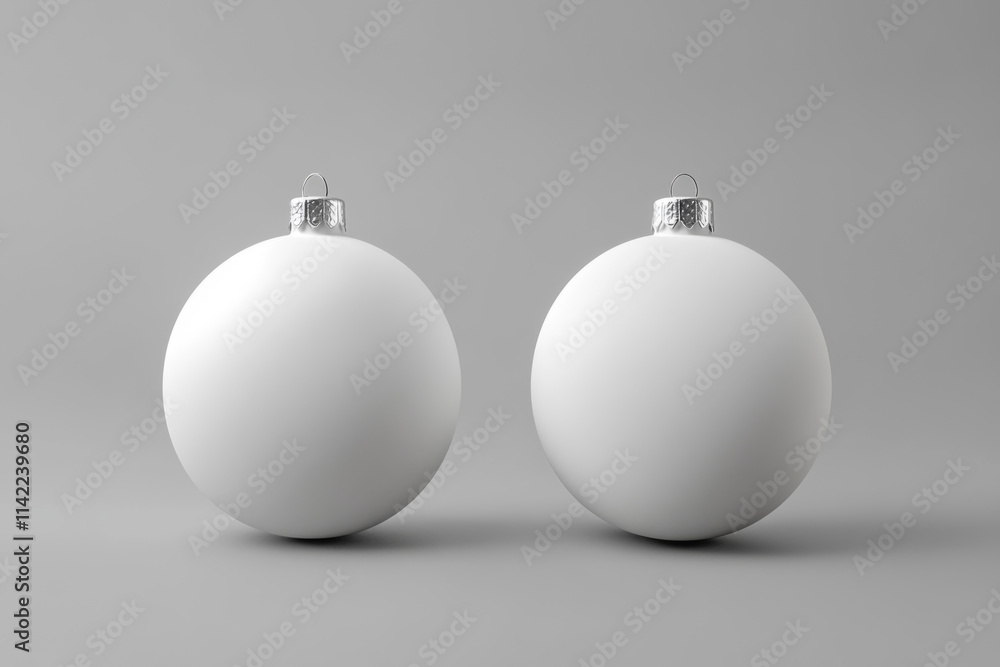 White Matte Christmas Ball Mock-Up - Two Balls White Matte Christmas Ball Mock-Up - Two Balls
