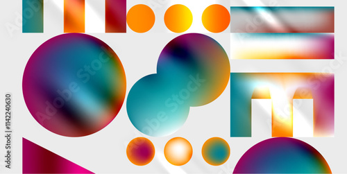 Triangles, circles, squares, rectangles design. Vector Illustration For Wallpaper, Banner, Background, Card, Book Illustration, landing page