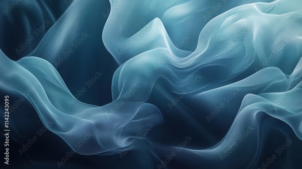 Obraz premium Abstract Blue Fabric Waves Flowing Design