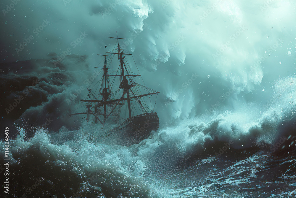 Terrifying scary sea monster in dark depths of deep ocean Terrifying scary sea monster in dark depths of deep ocean