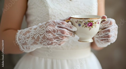 bride holding a cup of tea
