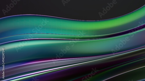An abstract background featuring elegant and modern 3D rendering that represents the delicate curves of twisted metal plates with a dark, chrome-like atmosphere.