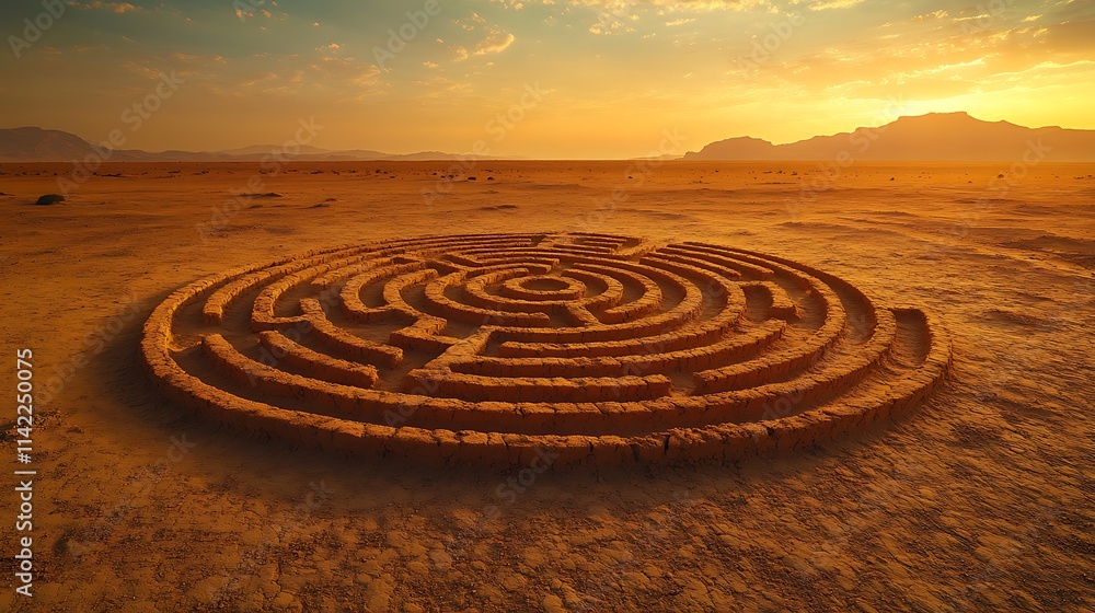 Desert Maze at Sunset A Circular Labyrinth of Earth Desert Maze at Sunset A Circular Labyrinth of Earth