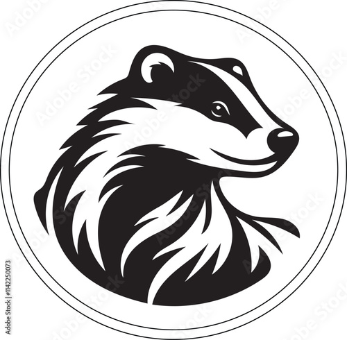 Powerful Badger Head Logo in a Circular Design