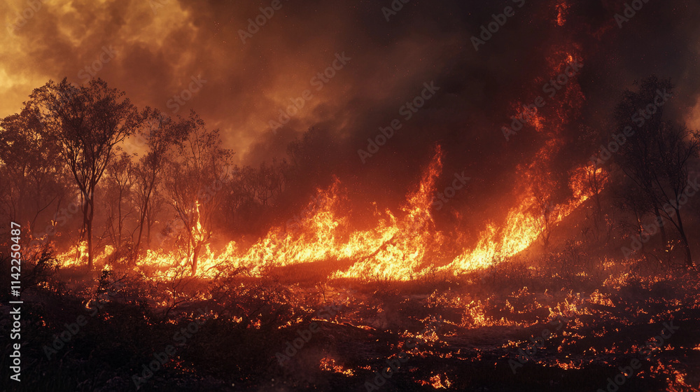 Raging Wildfire Devouring Forest and Grassland Raging Wildfire Devouring Forest and Grassland