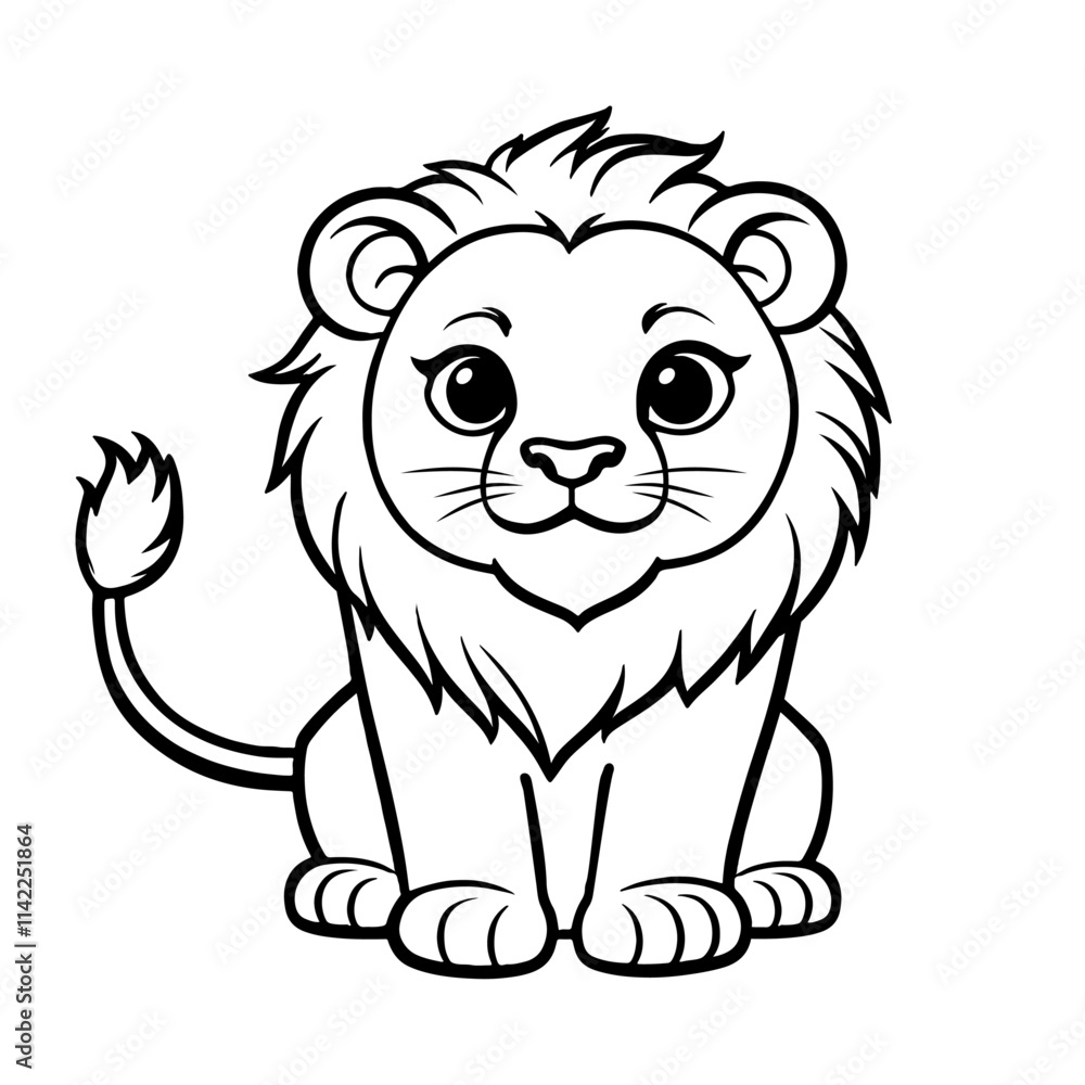 Obraz premium Coloring page for kids animal Lion, Vector illustration.