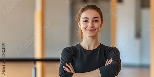 Free Download Portrait of a female dance choreographer standing in a dance studio - GFXLoad