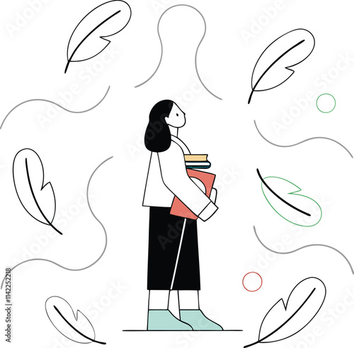 "Adobe Illustrator Sketch of a Person with Pencil and Notebook – Artistic Drawing for