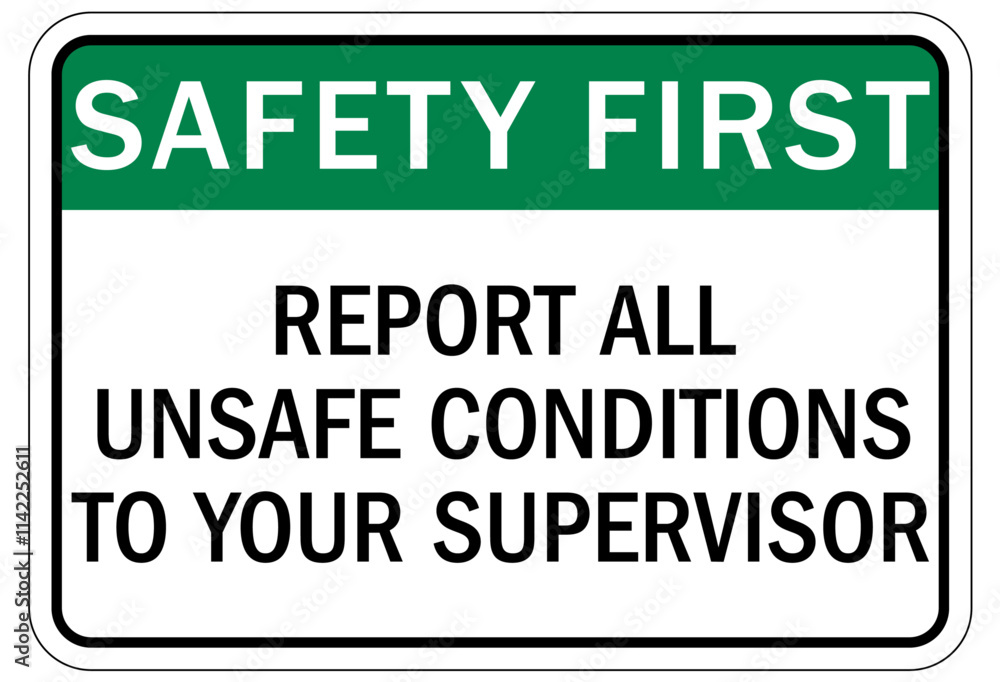 Report all accidents and injuries sign Report all accidents and injuries sign