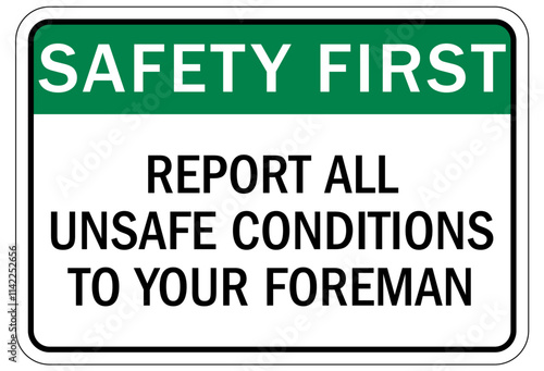 Report all accidents and injuries sign