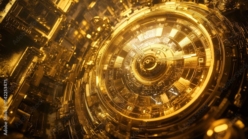 Obraz premium Golden Abstract Mechanical Structure