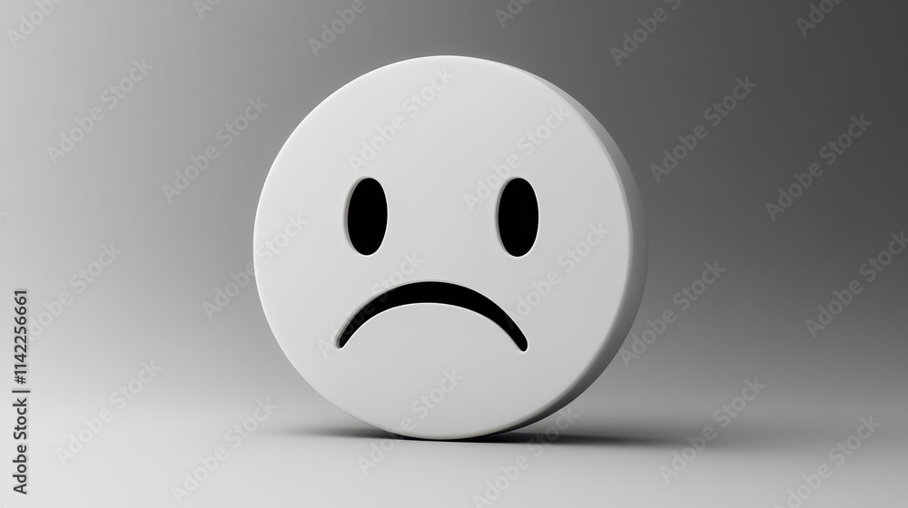 Fototapeta premium Sad face symbol in minimal black and white vector art, conveying emotions effectively