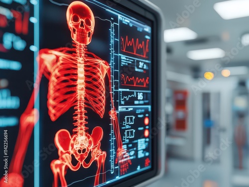 Interactive medical display board showcasing health information in a modern hospital environment