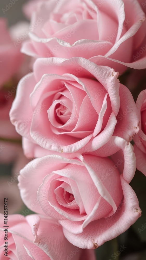 Fototapeta premium Close-up of delicate pink roses, soft romantic background, bloom,pink rose