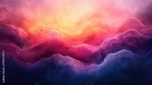 Multicolor watercolor splash creating vibrant abstract waves in a dreamy atmosphere