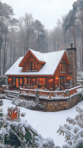 snowy evening outside a cha...