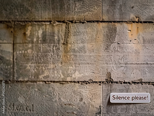 "Silence please!" text on t...