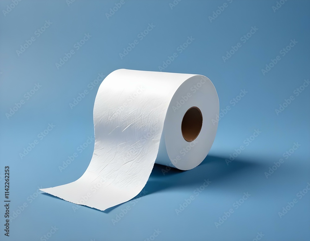 isolated toilet paper roll on a pale pastel light blue background, warm, comfy, smooth, soft isolated toilet paper roll on a pale pastel light blue background, warm, comfy, smooth, soft