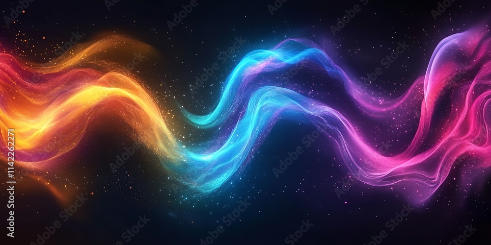 Fototapeta premium Abstract vibrant multicolored wavy smoke design.