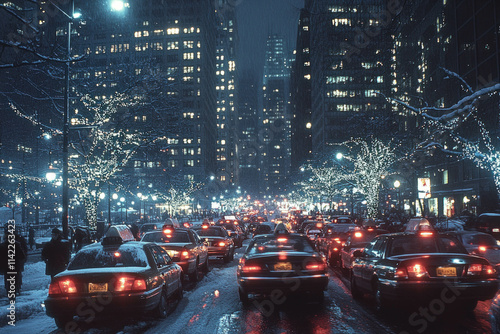 City Street In Winter With ...