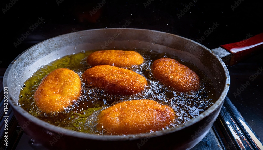 golden banana fritters frying in bubbling hot oil with crisp edges forming in a pan under high heat
golden banana fritters frying in bubbling hot oil with crisp edges forming in a pan under high heat