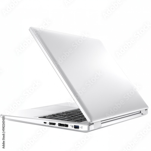 Silver Laptop Isolated On W...