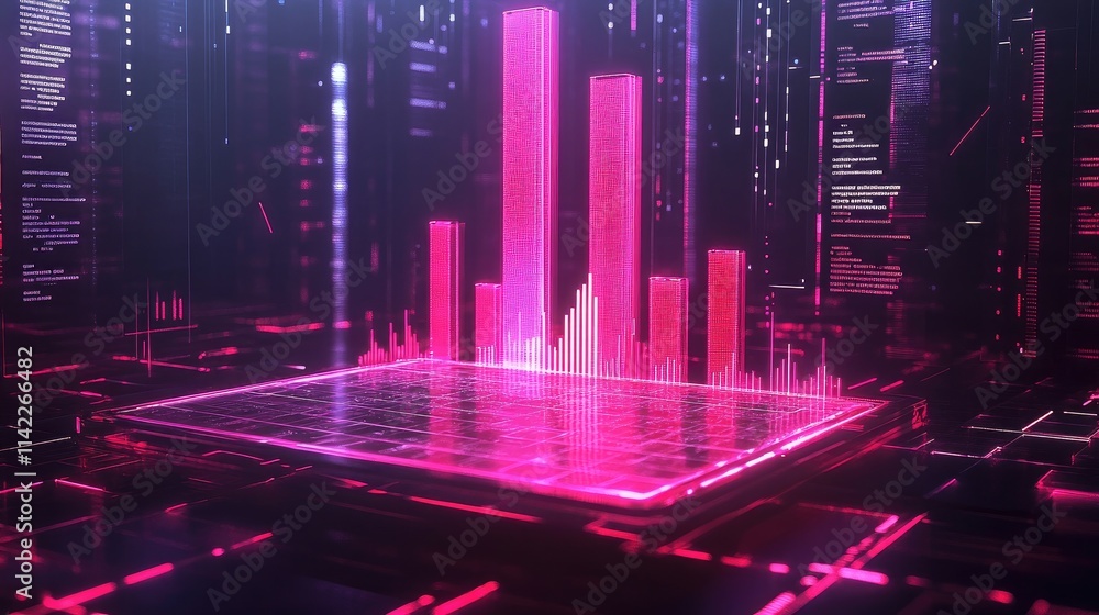 A digital 3D financial chart with glowing bars and line graphs, hovering above a virtual platform, symbolizing cutting-edge data analysis in the financial industry. A digital 3D financial chart with glowing bars and line graphs, hovering above a virtual platform, symbolizing cutting-edge data analysis in the financial industry.