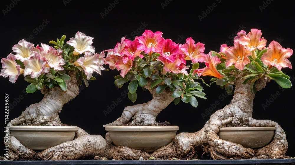 custom made wallpaper toronto digitalThree Bonsai Trees with Colorful Blossoms